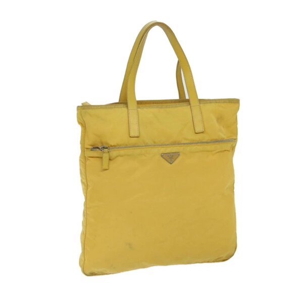 PRADA Tote Bag Nylon Yellow Auth 67978 - Picture 1 of 14